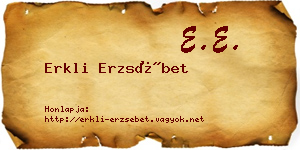 Erkli Erzsébet névjegykártya